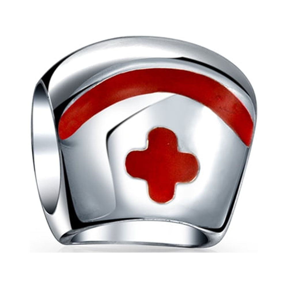 Registered Nurse RN Caduceus Spacer Bead For Charm Bracelets - Fits Pandora, Chamilia, Trollbeads & Other 4.5mm Snake Chains - View #10