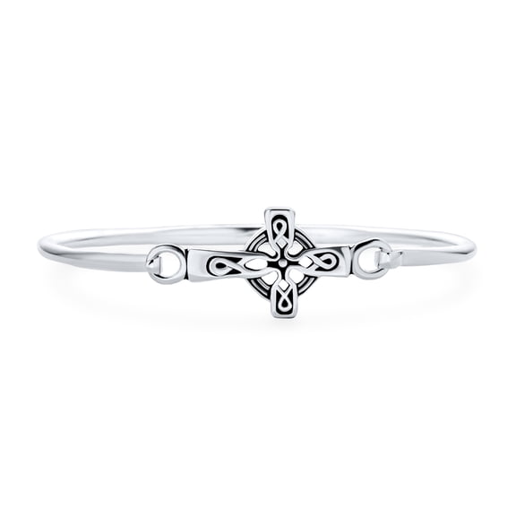 Bling Jewelry Womens Religious Sideways Celtic Irish Knot Cross Bangle Bracelet Sterling Silver