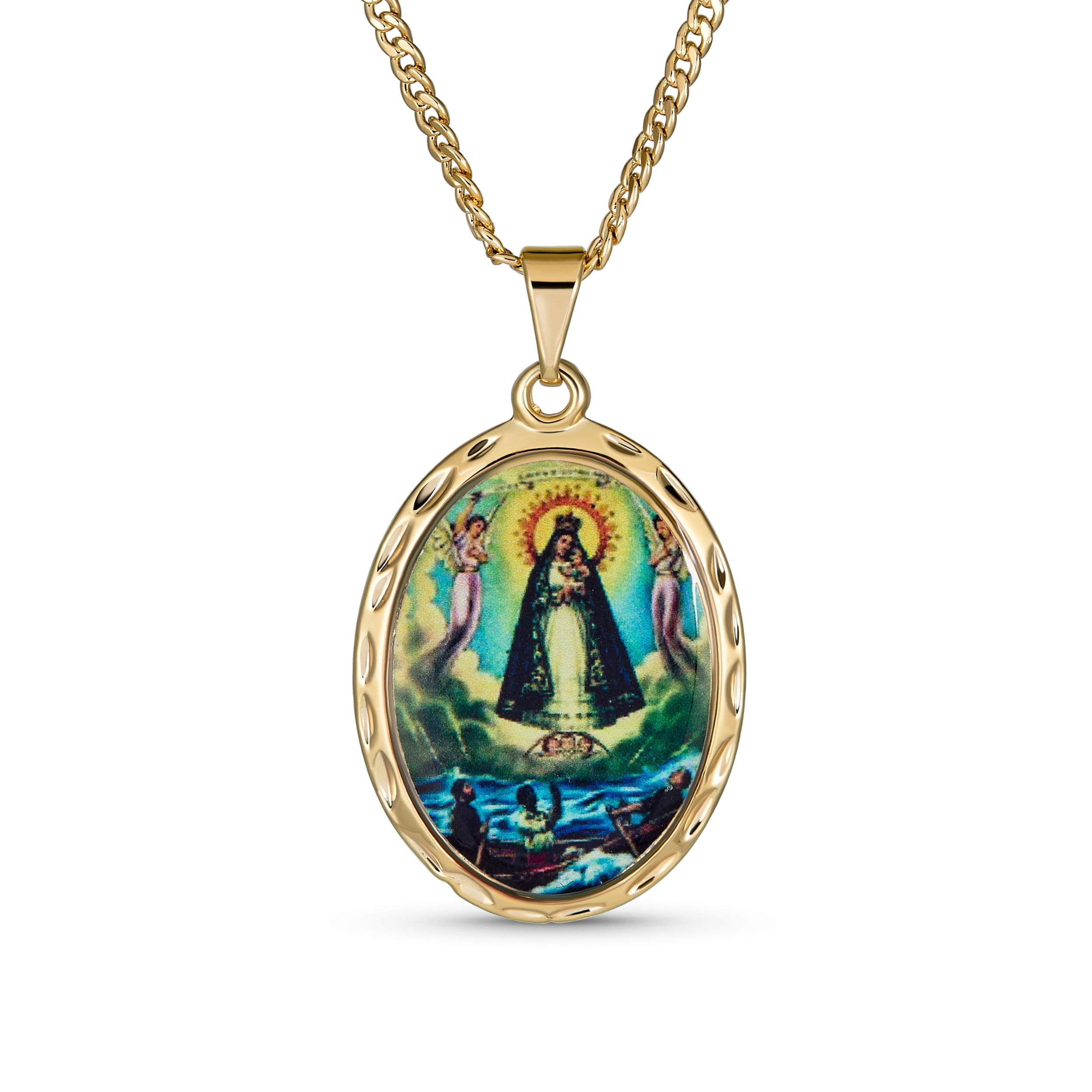Bling Jewelry Womens Religious Virgin Mary Oval Medal Pendant Necklace ...