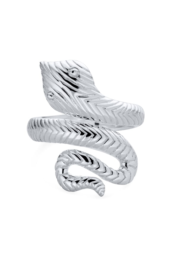 Womens Retro Serpent Snake Silver Ring Egyptian Wrap Coil Band