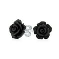 thumbnail image 1 of Bling Jewelry Womens Romantic 3D Carved Flower Black Rose Stud Earrings Lightweight 10MM, 1 of 6