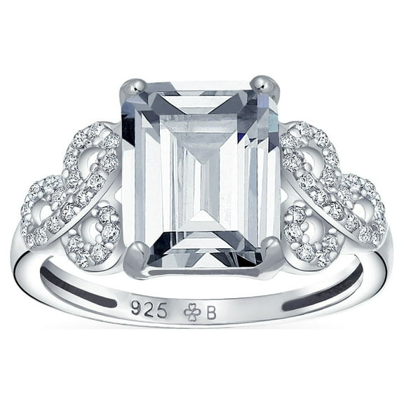 Bling Jewelry Womens Celtic Love Knot 3CT Emerald Cut Solitaire Engagement Ring Sterling Silver