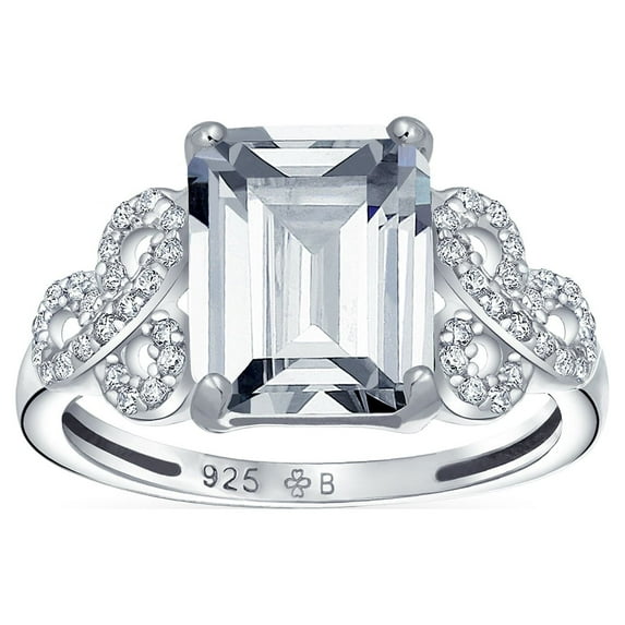 Bling Jewelry Womens Celtic Love Knot 3CT Emerald Cut Solitaire Engagement Ring Sterling Silver