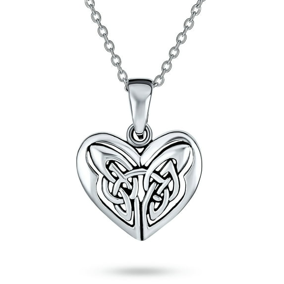 Bling Jewelry Womens Butterfly Heart Pendant Necklace Celtic Triquetra Love Knot Oxidized .925 Sterling Silver