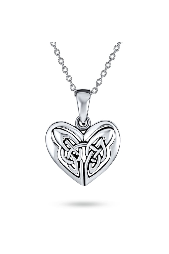Womens Butterfly Heart Pendant Necklace Celtic Triquetra Love Knot Oxidized .925 Sterling Silver