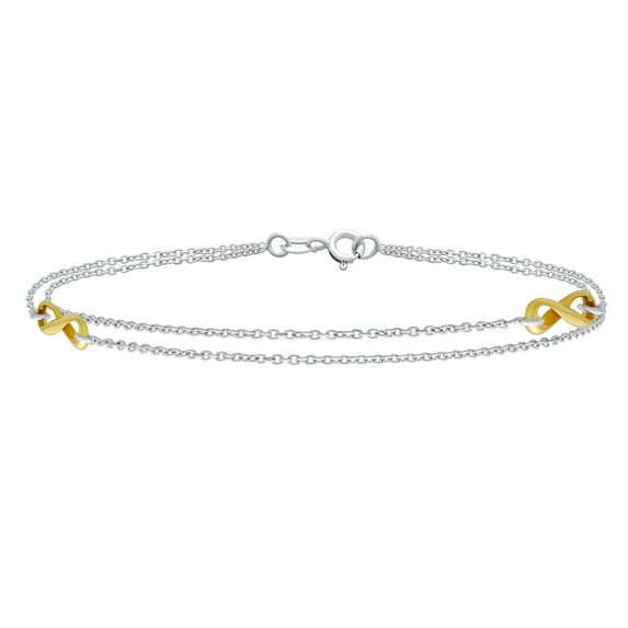 Bling Jewelry Womens Double Chain Infinity Love Knot Anklet Ankle Bracelet Silver