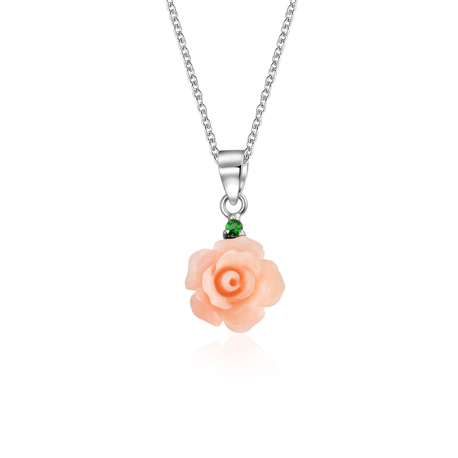 Bling Jewelry Womens Romantic Floral 3D Flower Pale Pink Rose Pendant ...