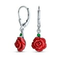 thumbnail image 1 of Bling Jewelry Womens Romantic Craved Floral 3D Red Rose Flower Stud Earrings Sterling Silver Lever back, 1 of 7
