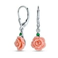 thumbnail image 1 of Bling Jewelry Womens Romantic Floral 3D Rose Dangle Chandelier Earrings with Green CZ Sterling Silver, 1 of 5