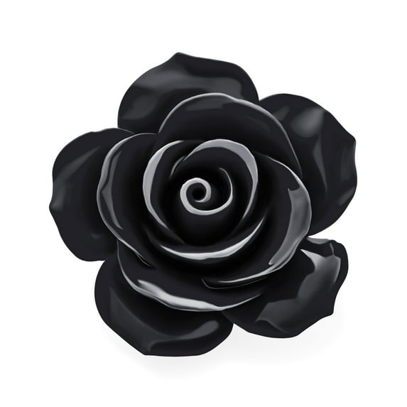 Bling Jewelry Womens Romantic Large Floral Blooming 3D Black Rose Brooch Pin Resin