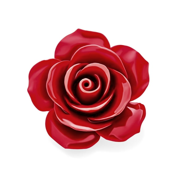 Bling Jewelry Womens Romantic Large Floral Blooming 3D Red Rose Brooch Pin Resin