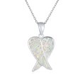 thumbnail image 1 of Bling Jewelry Womens Romantic Love Gemstone White Opal Angel Wings Pendant Necklace Sterling Silver, 1 of 4