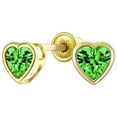 thumbnail image 1 of Bling Jewelry Womens Romantic Tiny Delicate CZ Stud Earrings 14K Gold Heart Screw Back Birthstone Colors, 1 of 6