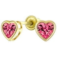thumbnail image 1 of Bling Jewelry Womens Tiny Red Bezel Set Heart CZ Stud Earrings Real 14K Yellow Gold Screw back, 1 of 6