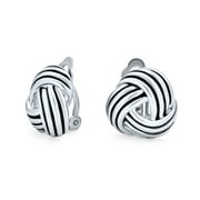 Bling Jewelry Womens Timeless Rope Cable Love Knot Clip On Earrings Non Pierced Ears Black Oxidized Rhodium Plated