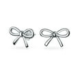 thumbnail image 1 of Bling Jewelry Womens Dainty Ribbon Bow Stud Earrings Rose Gold Plated .925 Sterling Silver, 1 of 6