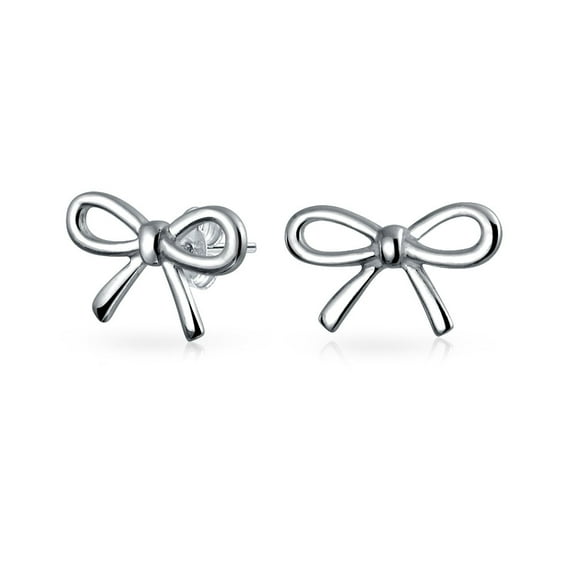Bling Jewelry Womens Simple Dainty Ribbon Bow Stud Earrings Rose Gold Plated .925 Sterling Silver