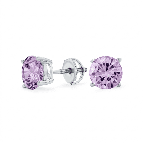 Bling Jewelry Womens Round Cubic Zirconia CZ Solitaire Stud Earrings Sterling Silver Screwback