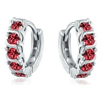 Bling Jewelry Womens Round Solitaire CZ S-Style Wave Kpop Huggie Hoop Earrings Sterling Silver