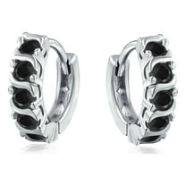 Bling Jewelry Womens Round Solitaire CZ S-Style Wave Kpop Huggie Hoop Earrings Sterling Silver