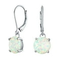 thumbnail image 1 of Bling Jewelry Womens Round Solitaire Created Opal Lever back Drop Dangle Earrings Sterling Silver 8MM, 1 of 6