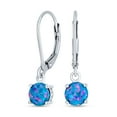 thumbnail image 1 of Bling Jewelry Womens Round Solitaire Created Opal Lever back Drop Dangle Earrings Sterling Silver 8MM, 1 of 5