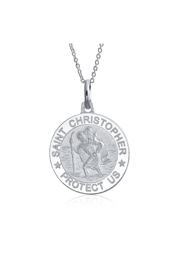 Womens Patron of Safe Travel St. Christopher Medal Pendant Necklace