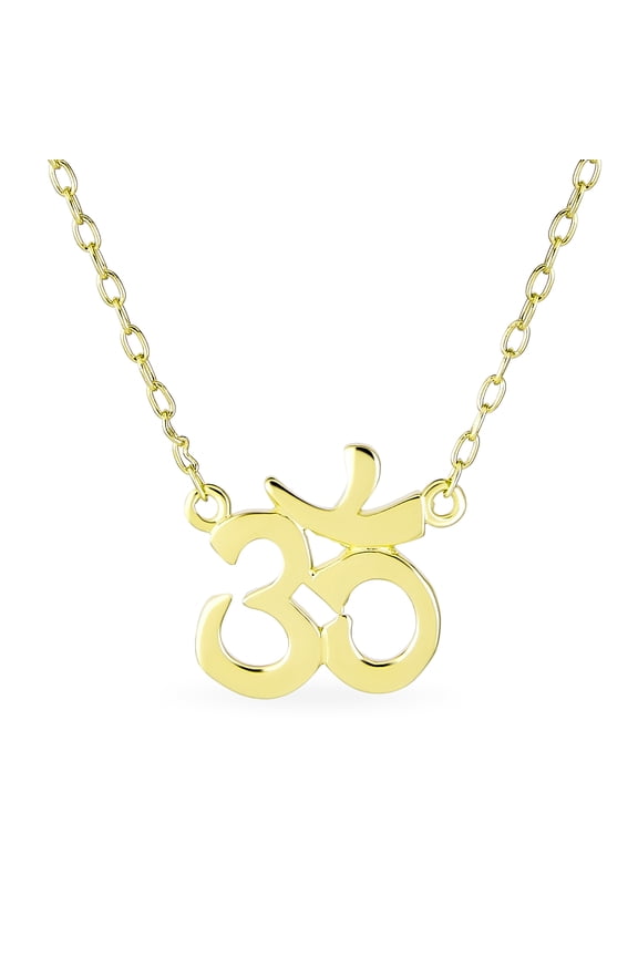 Womens Yoga Sanskrit Aum Om Pendant Necklace Gold Rose Plated Sterling Silver