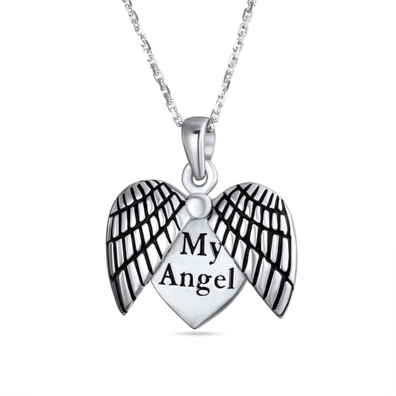 Bling Jewelry Womens Saying MY ANGEL Heart Locket Necklace Pendant for Daughter in Sterling Silver