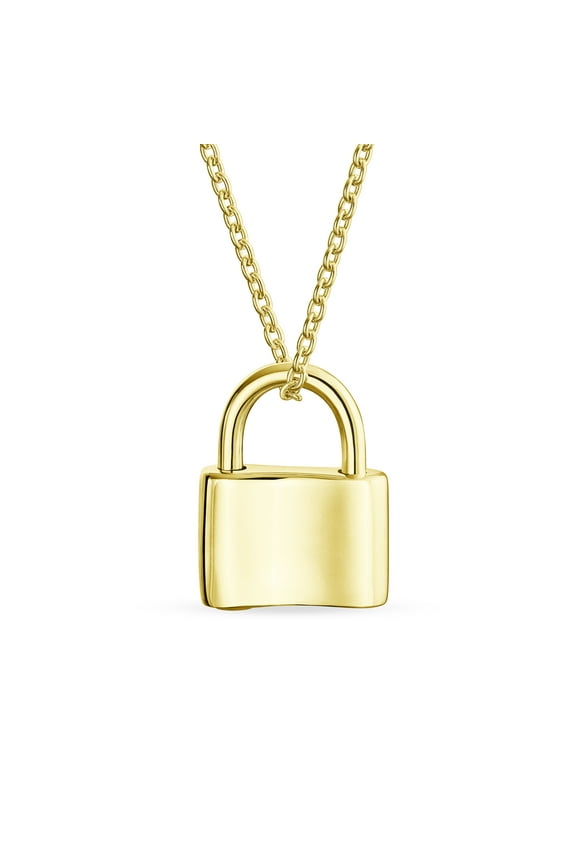 Womens Functional Lock Pendant Charm Lovers Padlock Necklace Gold Plated Silver 16 Inch