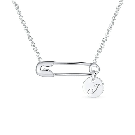 Bling Jewelry Womens Script Solidarity Round Circle Sideways Safety Pin Pendant Necklace Silver