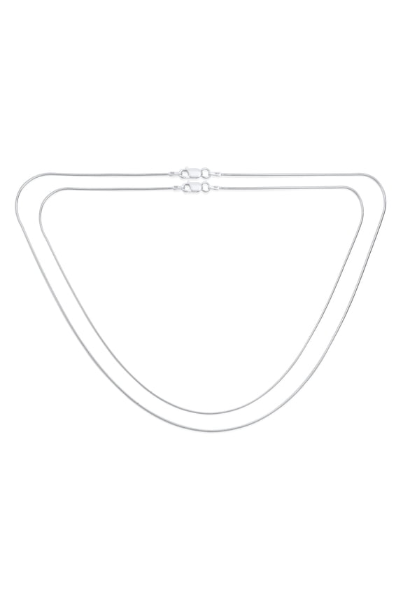 Womens Set of 2 2MM Flexible Strong Snake Chain Necklace Sterling Silver 16 & 18 Inch