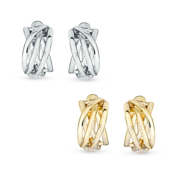 Bling Jewelry Womens Set of 2 Classic Celtic Knot Clip-On Earrings for Non-Pierced Ears Gold Plated