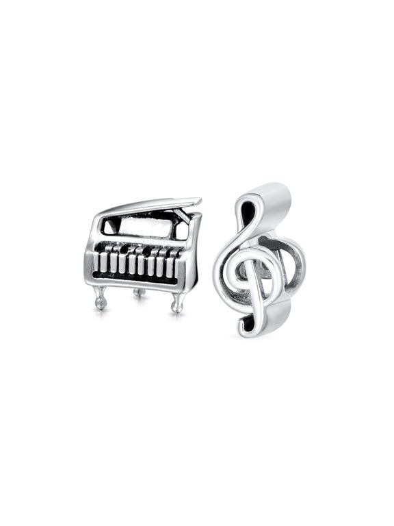 Womens Musician Table G Clef Charm Bead for Bracelet .925 Sterling Silver 2 Set