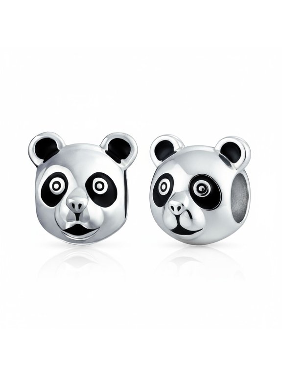 Womens Koala Panda Two Tone Charm Bead for Bracelet .925 Sterling Silver 2 Set