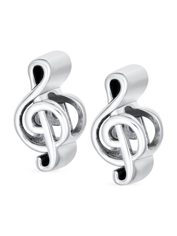 Womens Sterling Silver Simple Shape Music Melody Notes Table G Clef Musician Charm Bead for Bracelet (Set)