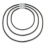 Bling Jewelry Womens 3 Set Black Silk Cord Necklace for Pendant 14-24" Sterling Silver Clasp