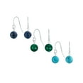 thumbnail image 1 of Bling Jewelry Womens Set of 3 Drop Dangle Ball Earrings Lapis Lazuli Turquoise Malachite Beads Sterling Silver, 1 of 5