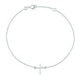 thumbnail image 1 of Bling Jewelry Womens Sideways Cross Anklet Ankle Bracelet Sterling Silver 9-10 Inch, 1 of 4