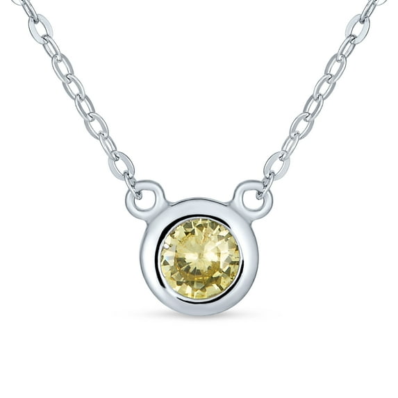Bling Jewelry Womens Silver Bezel-Set Round CZ Solitaire Pendant Necklace 2ct