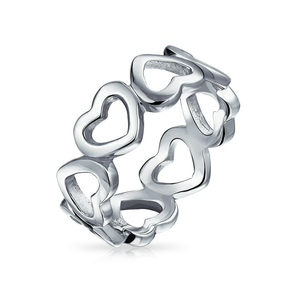 Bling Jewelry Womens Romantic BFF Friendship Open Heart Eternity Band Promise Ring Sterling Silver
