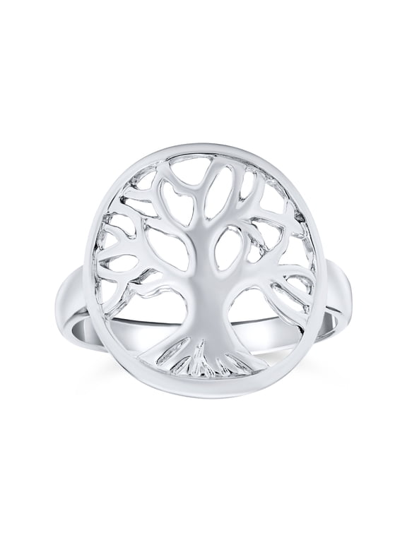 Womens Silver Ring: Large Open Round Family Tree of Life Sterling Statement Piece