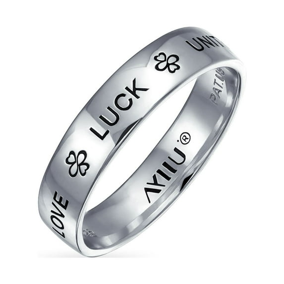 Bling Jewelry Womens Silver Ring with Heart Infinity Clover Symbol for Love and Unity Sterling