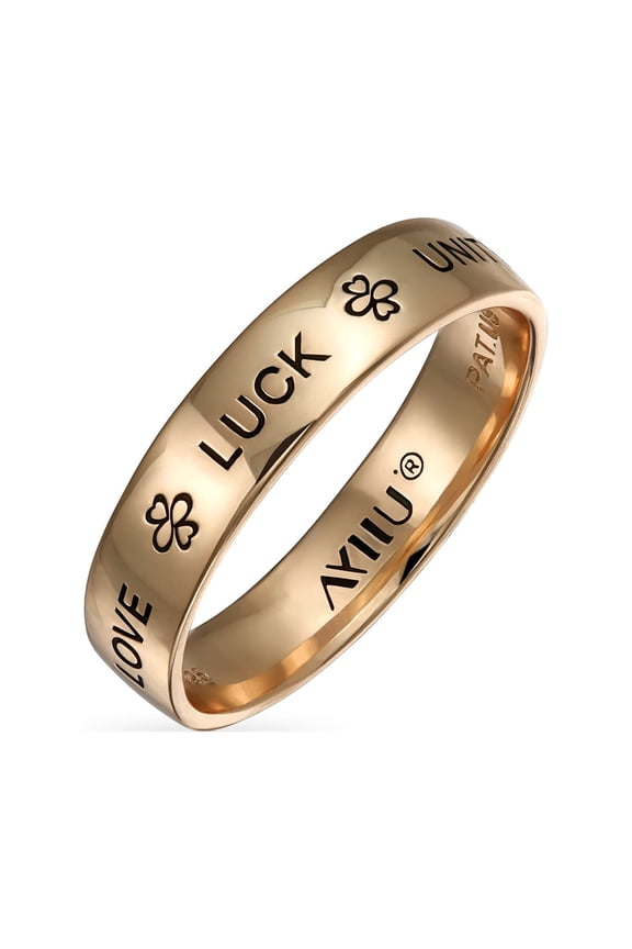 Womens Silver Ring with Heart Infinity Clover Symbol for Love and Unity Sterling