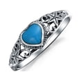 thumbnail image 1 of Bling Jewelry Womens Blue Turquoise Nautical Starfish Heart Ring .925 Sterling Silver, 1 of 5