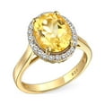 thumbnail image 1 of Bling Jewelry Womens 3CT Yellow Citrine Halo Ring Oval CZ Gold Plated Silver, 1 of 6