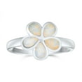 thumbnail image 1 of Bling Jewelry Womens White Created Opal Hawaiian Plumeria Flower Ring .925 Sterling Silver, 1 of 5