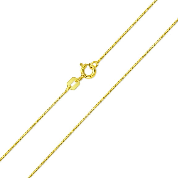 Bling Jewelry Womens Thin 019 Gauge Box Chain Necklace Gold Plated Sterling Silver 16 Inch