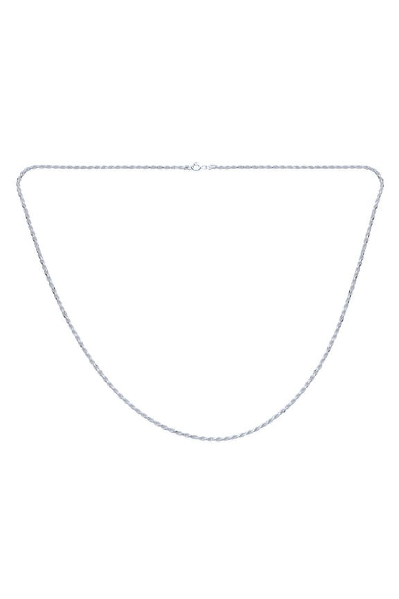 Womens Thin Lightweight 2MM .925 Sterling Silver Rope Link Chain Necklace 20"