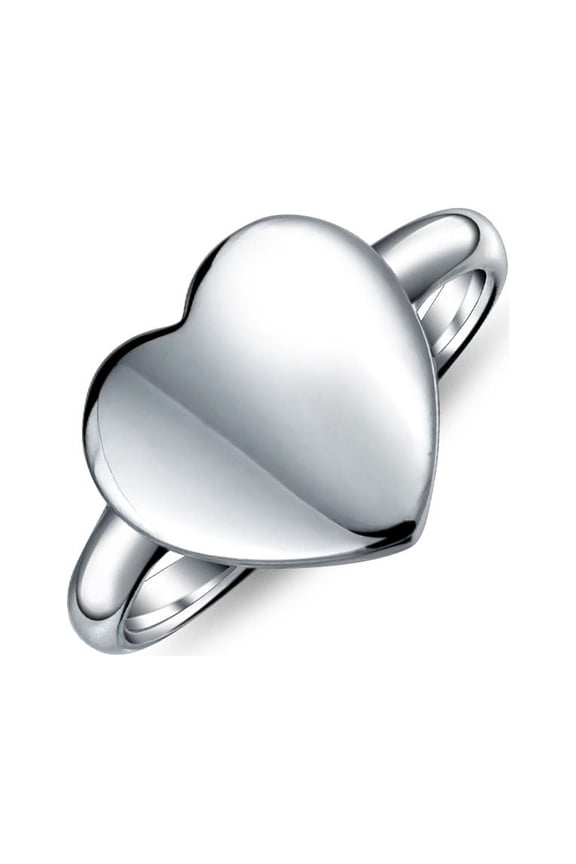 Womens Personalized Ring with Heart Shape Blank for Initial Monogram Sterling Silver